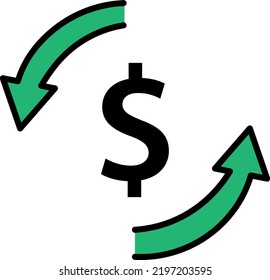 Vector with transparent background, currency exchange symbol. Fluctuation of the price of a currency. Bank income.