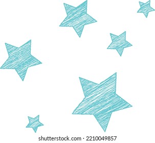 Vector with transparent background, doodles of stars, freehand drawing of stars. Decorative stars for babies and children.
