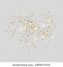 Vector transparent background with golden confetti.
