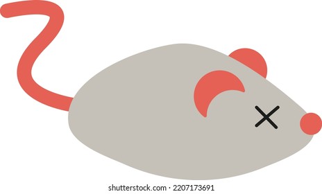 Vector with transparent background, of gray mouse. White laboratory mouse. Rodent for experiment. Toy mouse, pet. Cat toy.