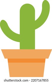 Vector with transparent background, of a green cactus in a clay pot. Plants for the interior of the house and for the garden, cultivation of ornamental plants. Vector with cactus flat design.