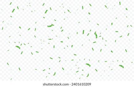 Vector transparent background with green confetti.