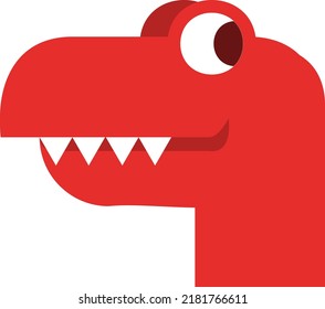 Vector With Transparent Background, Of The Head Of A Dinosaur. Carnivorous Dinosaur Icon. Tyrannosaurus Rex. Red T-Rex Drawing. Extinct Species, Red Reptile.