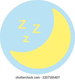 Vector with transparent background, moon icon, night symbol, night rest. Have a healthy and deep sleep. Sleep well. Time to go to bed. Sleep symbol.