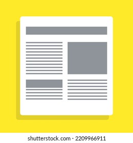 Vector with transparent background, of newspaper on yellow background. Printed publication. Newsletter. Printed media. News and information, reports.