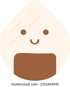 Vector de fondo transparente, de una onigiri, comida tradicional japonesa. Dibujo kawaii de una feliz oniguiri. Arroz y algas. 
