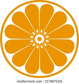 Vector with transparent background of an orange slice, lemon, mandarin or another citric fruit. Half orange. Icon of citric. Tropical fruits.