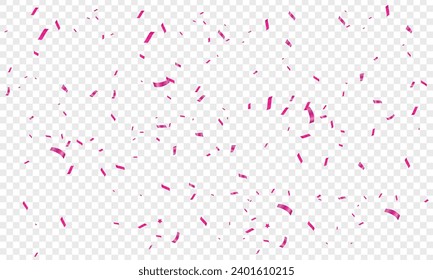 Vector transparent background with pink confetti.