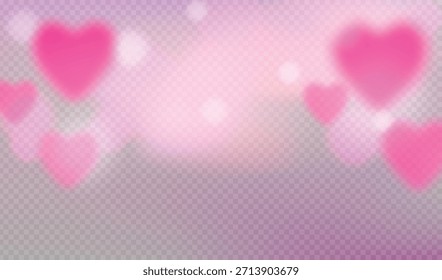 
Vetor fundo transparente com nuvens de sonho rosa com formas de coração brilhantes, estrelas cintilantes para romântico namorados e amor temático design