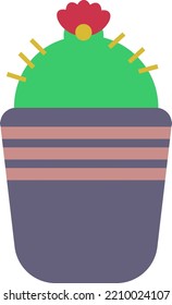 Vector with a transparent background, of a pot with a cactus. Cactus with thorns and flower.
