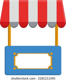 Vector with transparent background of a small trade. Store with white and red awning. Local trade. 
