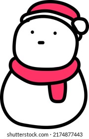 Vector with transparent background of a Snow man with red cap and red scarf. Adorable puppet of snow. Festival days, Christmas. Winter days. Snow man.