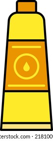 Vector with a transparent background of a tube of oil paint, yellow paint, artistic materials for paintings, canvases and watercolors.