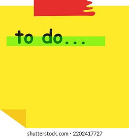 Vector with a transparent background, of a yellow note with the phrase to do... To do list. Sticky note.