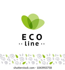 Vector transparent beauty, eco cosmetics and healthy treatment symbols in green colors isolated on white background. Floral seamless pattern. Cosmetic, skin product, health care fashion insignia.