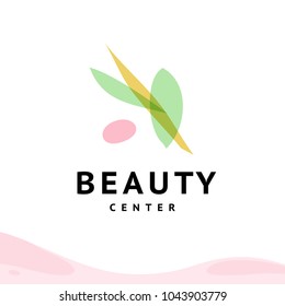 Vector transparent beauty, spa, and yoga floral symbols in light colors isolated on white background. Perfect for massage saloon, wellness and health care centers, fashion insignia design.