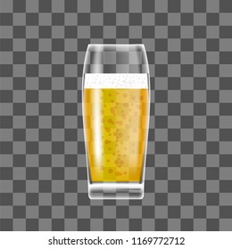 Vector Transparent Beer Glass on Grey Checkered Background