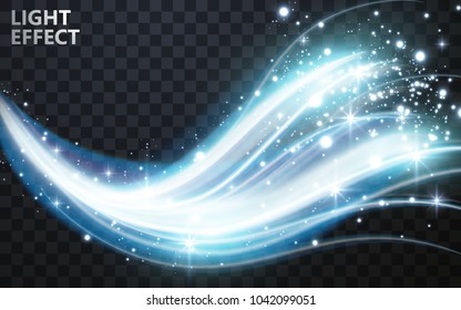 Vector transparent blue wave light effect background, advertisement or cosmetic background. 