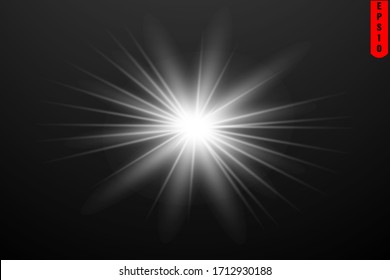 Vector transparent bright star and sun shine.
