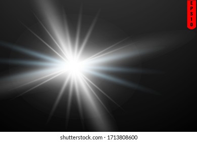 Vector transparent bright star and sun shine.