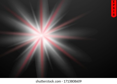 Vector transparent bright star and sun shine.