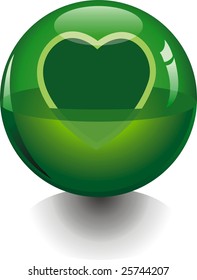 vector transparent button aqua style with heart