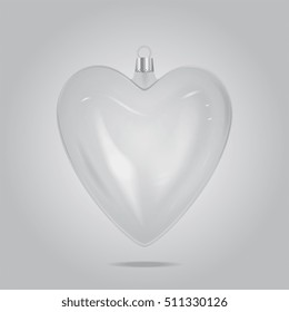 Vector Transparent Christmas Glass Heart Shape Decoration