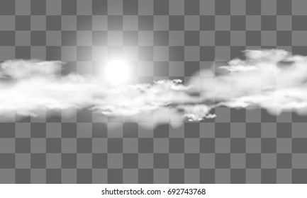 Vector transparent clouds and sun. Nature design elements for your work. modern  illustration. eps10