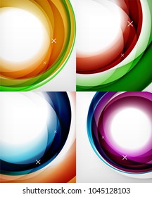 Vector transparent color wave lines abstract background set, glossy glass waves, vector abstract backgrounds, shiny light effects templates for web banner, business or technology presentation