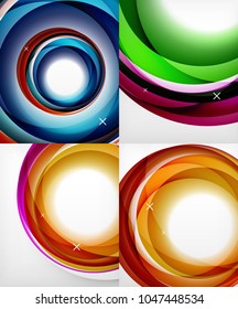 Vector transparent color wave lines abstract background set, glossy glass waves, vector abstract backgrounds, shiny light effects templates for web banner, business or technology presentation