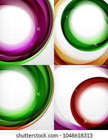 Vector transparent color wave lines abstract background set, glossy glass waves, vector abstract backgrounds, shiny light effects templates for web banner, business or technology presentation
