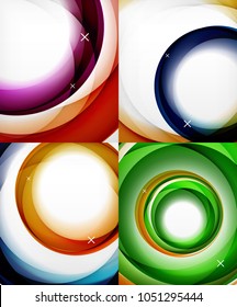 Vector transparent color wave lines abstract background set, glossy glass waves, vector abstract backgrounds, shiny light effects templates for web banner, business or technology presentation