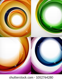Vector transparent color wave lines abstract background set, glossy glass waves, vector abstract backgrounds, shiny light effects templates for web banner, business or technology presentation