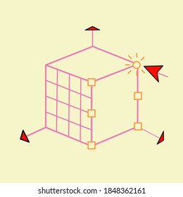 Vector transparent cube for your graphic design. 3d box illustration.3d box cube on yellow background