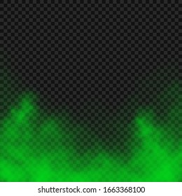 Vector transparent effect of green fog or smoke. Mystical steam, radiation, bad smell. EPS 10