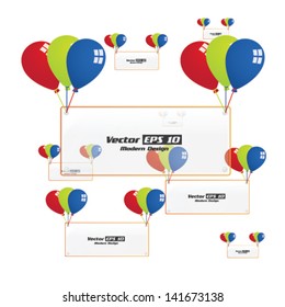 Vector transparent empty board with color balloons