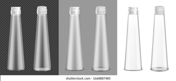Vector  transparent glass bottle with lid for oil or juice