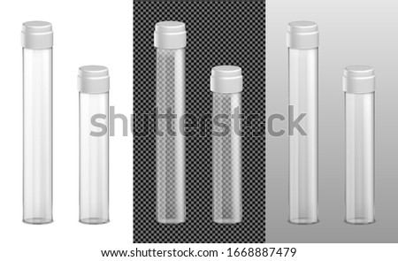 Vector transparent glass bottle with lid for oil or juice. Hand antiseptic
