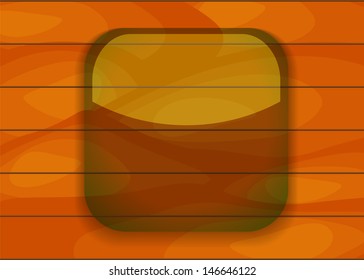Vector transparent glass button on a wooden surface