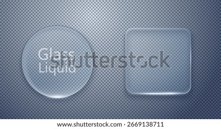 Vector Transparent Glass Buttons. UI UX Glass Screen of Mobile Device. Smartphone Interface Design. Design Elements for Application Phone, Game Menu and Website.
