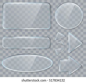 Vector transparent glass design elements for game and web. Glass surface background