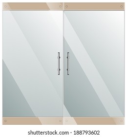 Vector Transparent Glass Door Isolated On White. EPS 10