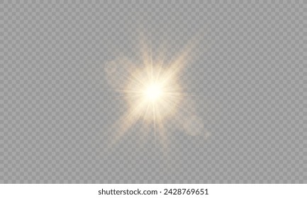 Vector transparent glowing effect sunlight special lens flare light effect. Sun, Sunrays, and Glare. Gold Flare and Glare. PNG