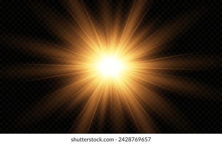 Vector transparent glowing effect sunlight special lens flare light effect. Sun, Sunrays, and Glare. Gold Flare and Glare. PNG