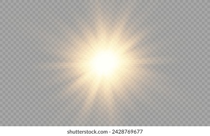 Vector transparent glowing effect sunlight special lens flare light effect. Sun, Sunrays, and Glare. Gold Flare and Glare. PNG