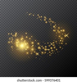 Vector transparente efeito de luz de brilho dourado.