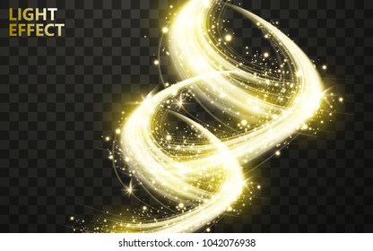 Vector transparent golden wave light effect background, advertisement or cosmetic background. 