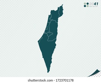 Vector transparent green map of Israel