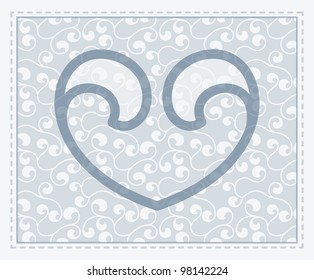 Vector transparent heart symbol in seamless background, and pattern within