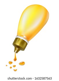 Vector transparent honey bottle with drops